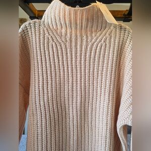 Vince Soft Pink Ribbed Turtleneck Sweater